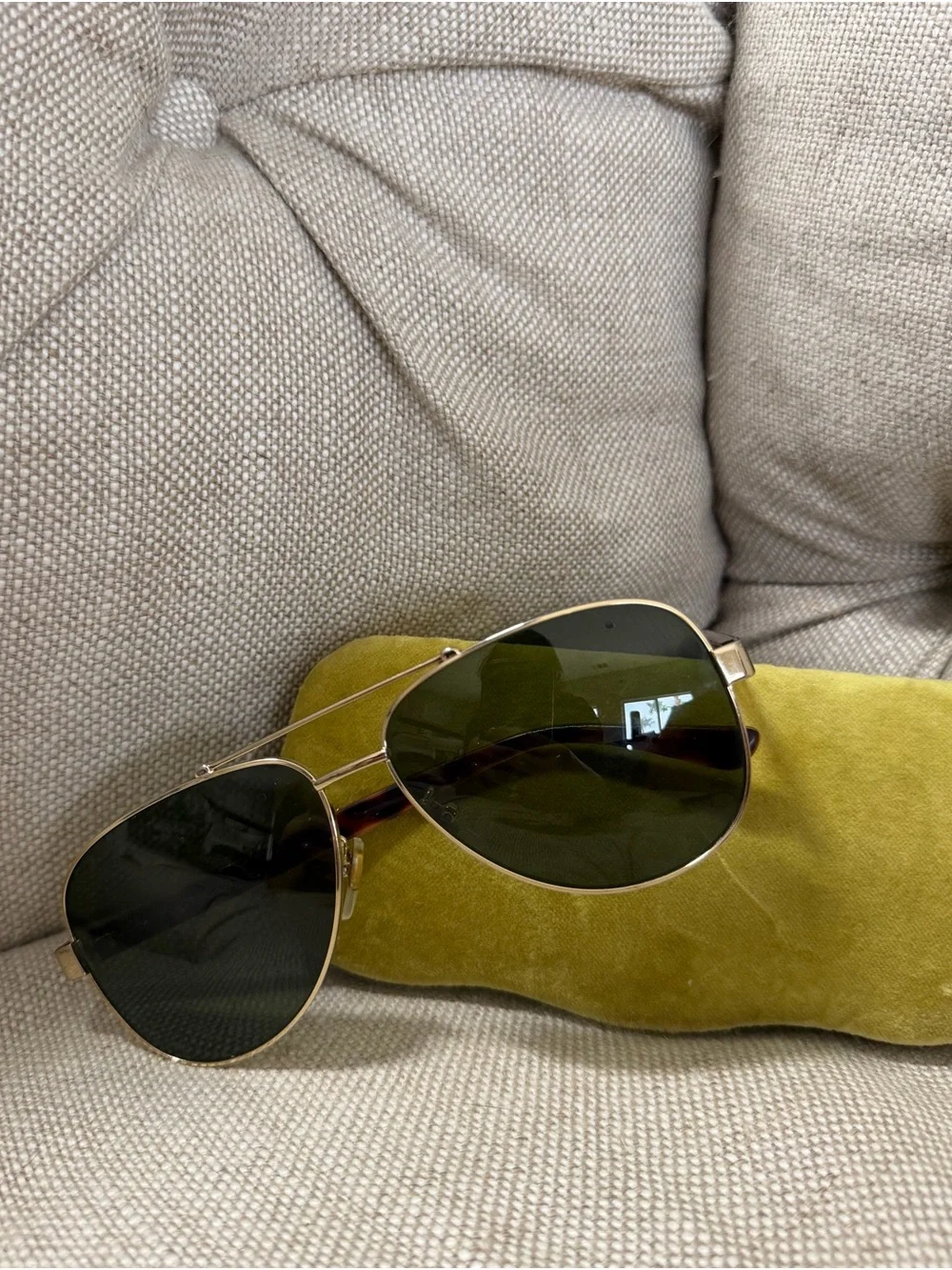 🐍Authentic GUCCI Green Havana Tortoise Pilot Aviator Sunglasses GG0528S